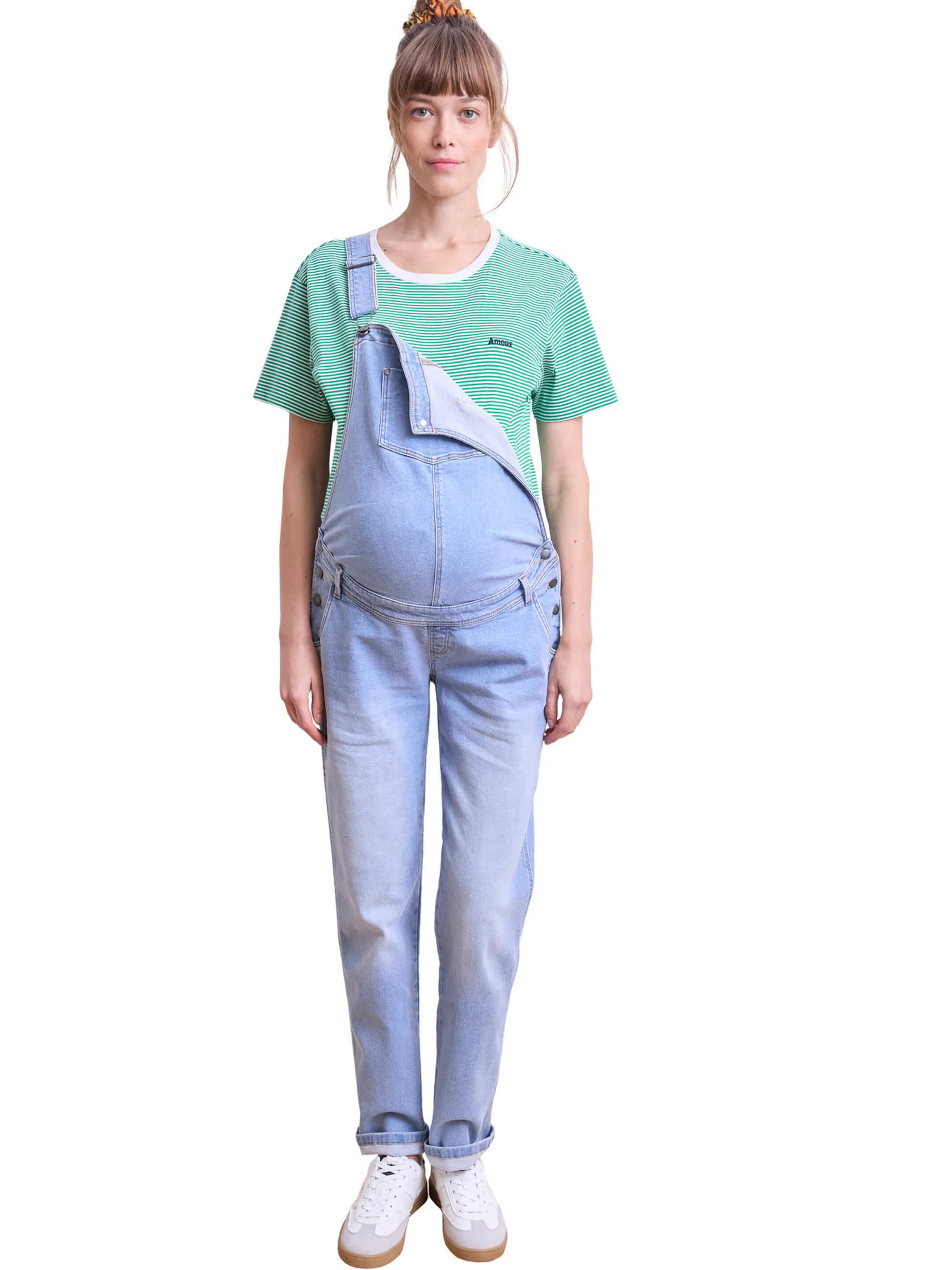 Vertbaudet Latzjeans für Schwangerschaft & Stillzeit, Mom-Fit double stone