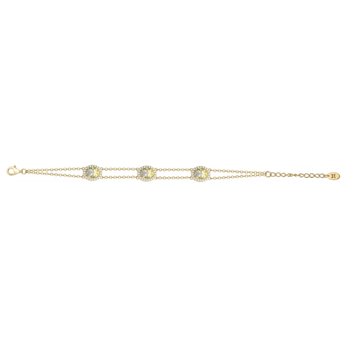 Bracelet souple VICTORIA en Plaqué Or avec pierre synthétique vert