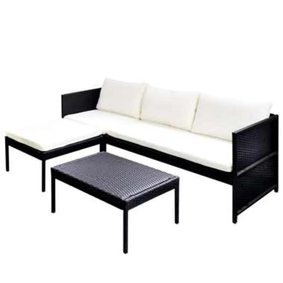 vidaXL - Lounge Sets - Zwart - Poly rattan