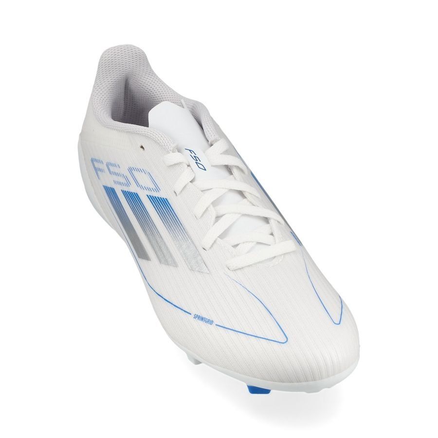 adidas F50 League FG/AG Polar Victory - Blanc/Argenté/Bleu Enfant