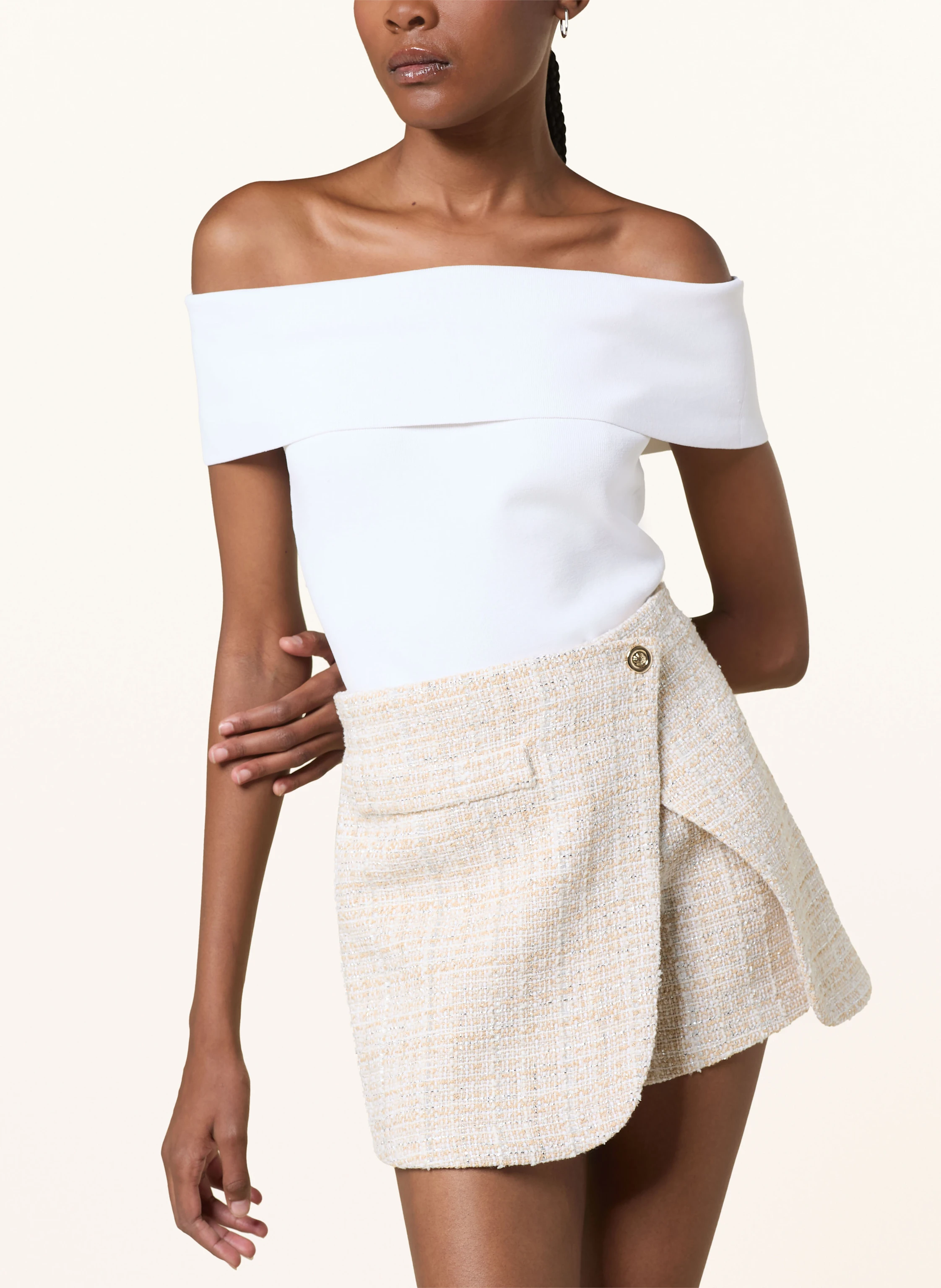 maje Tweed-Skort mit Glitzergarn
