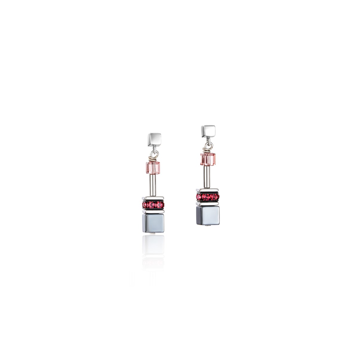 Boucles d'oreilles Coeur de Lion Géocube acierhématites