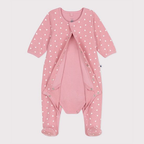 Bodyjama bébé en tubique petits cœurs   de               Petit Bateau