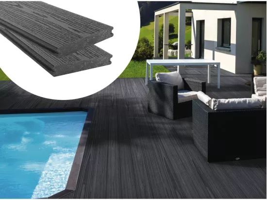 Pack 15 m² - Lames de terrasse composite co-extrudées - Gris