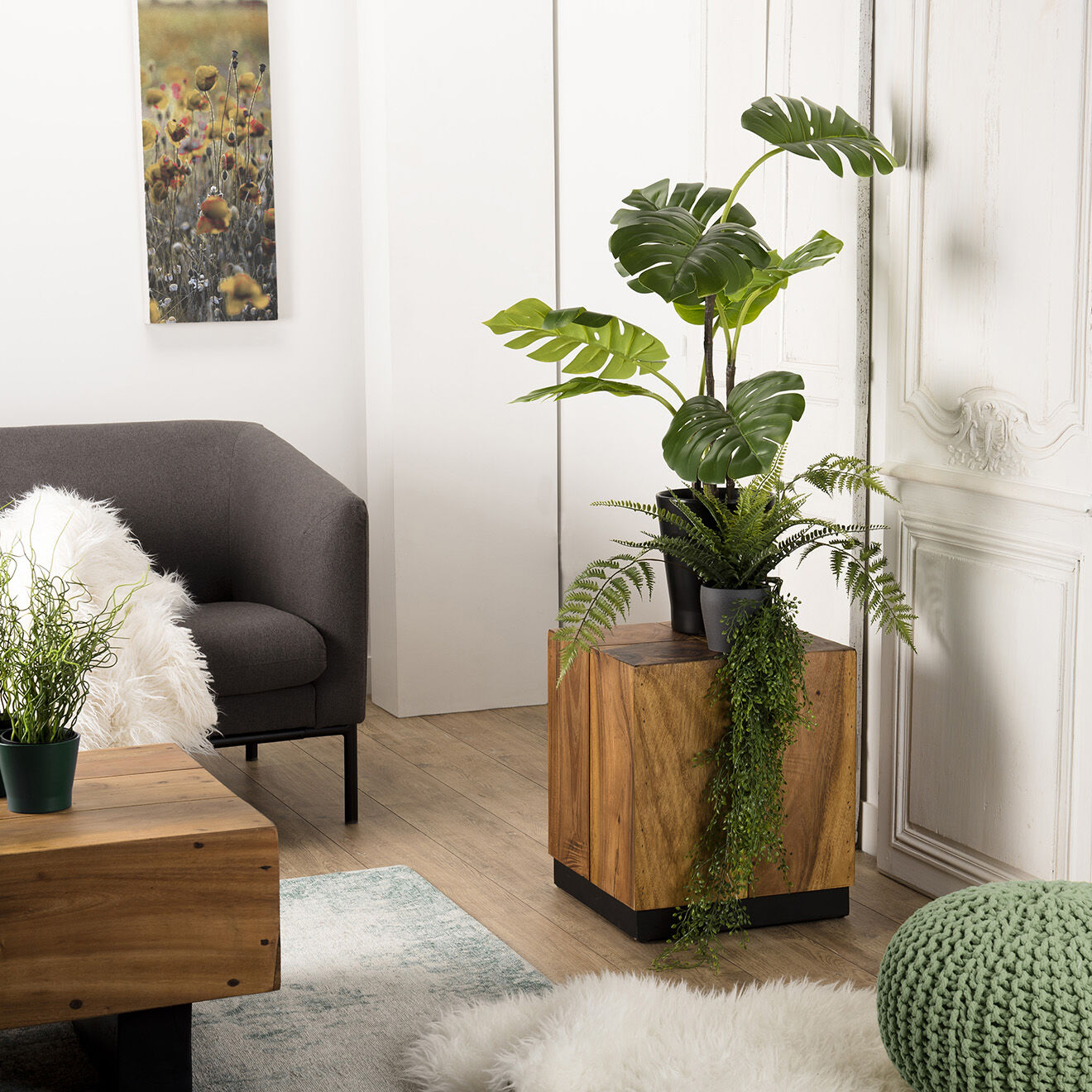 Macabane Table d'appoint carrée Suzy bois - 38x38x45 cm