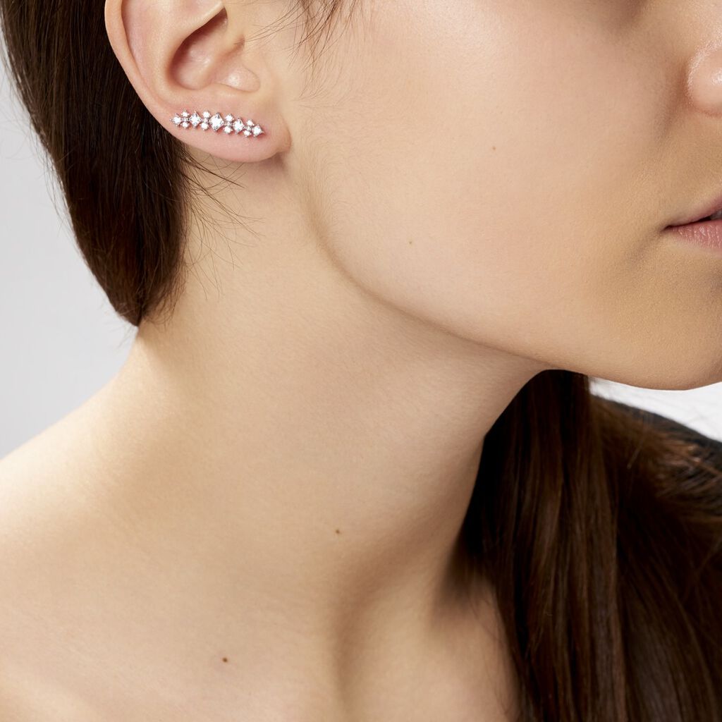 Bijoux D¿oreilles Grimpants Sarida Argent Blanc Oxyde De Zirconium