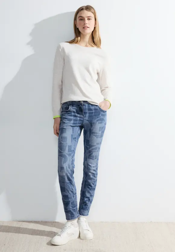 Laserprint Casual Fit Jeans - mid blue wash