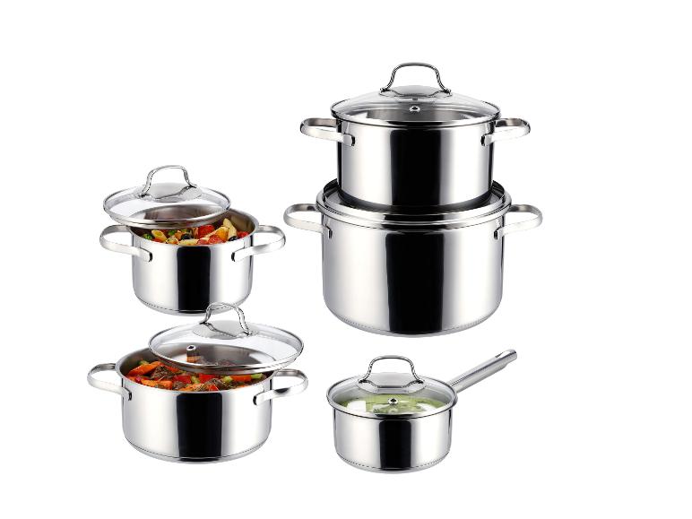 Set van 5 RVS pannen