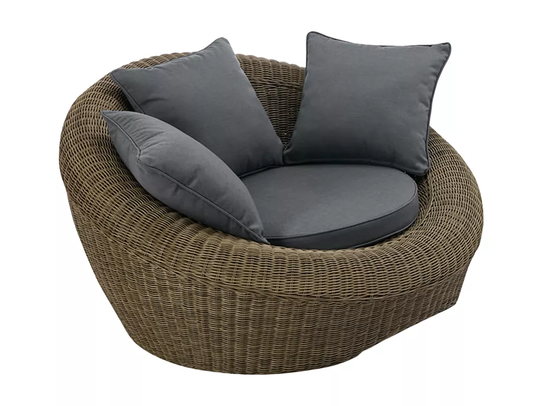 Salon de jardin en résine tressée naturel foncé : canapé, 2 fauteuils et table basse - WHITEHEAVEN de MYLIA