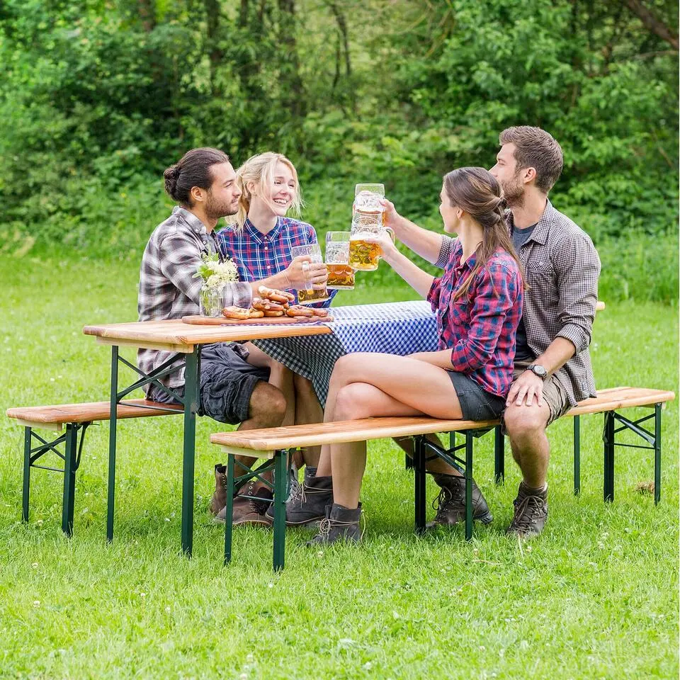 tectake Biertafelset Rolf 3-delig, inklapbaar, Bruin