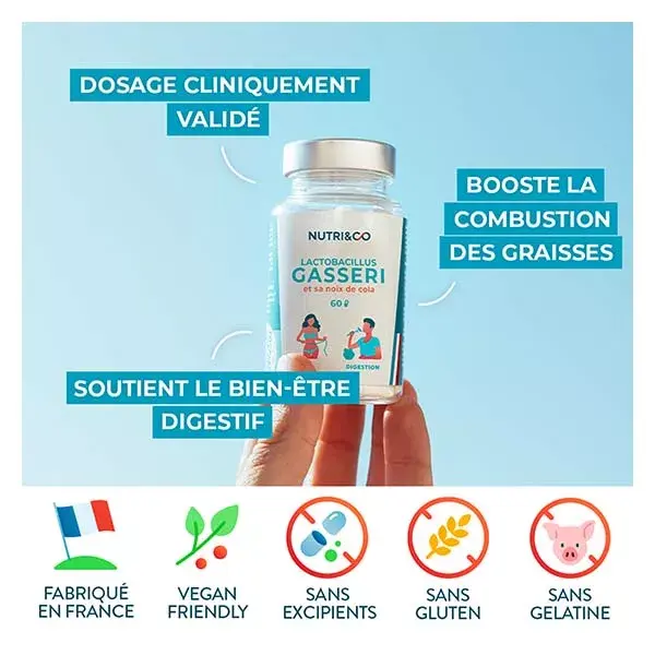 Nutri&Co Lactobacillus Gasseri Probiótico Emagrecimento Barriga Lisa 60 cápsulas