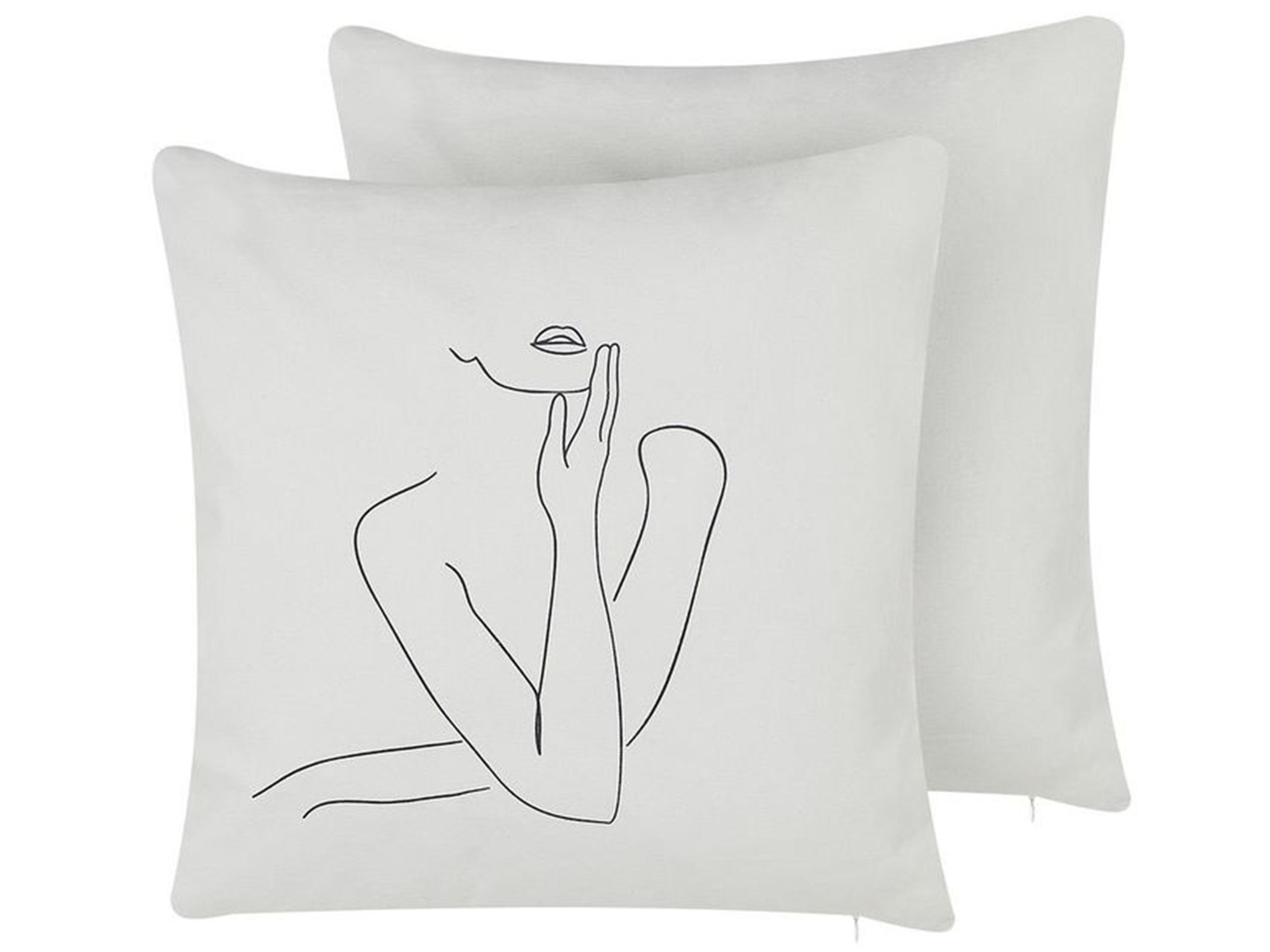 Set van 2 sierkussens MEADOWFOAM Katoen 45 x 45 cm Wit abstract patroon