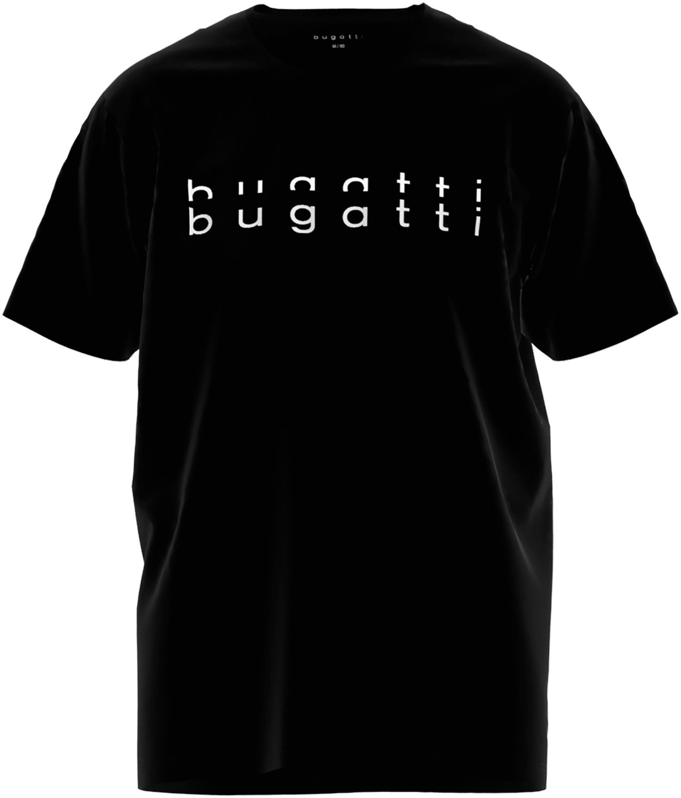 bugatti T-Shirt »Palermo«, Kurzarm, Rundhalsausschnitt, mit Logo, bequem, leicht, Baumwollmix