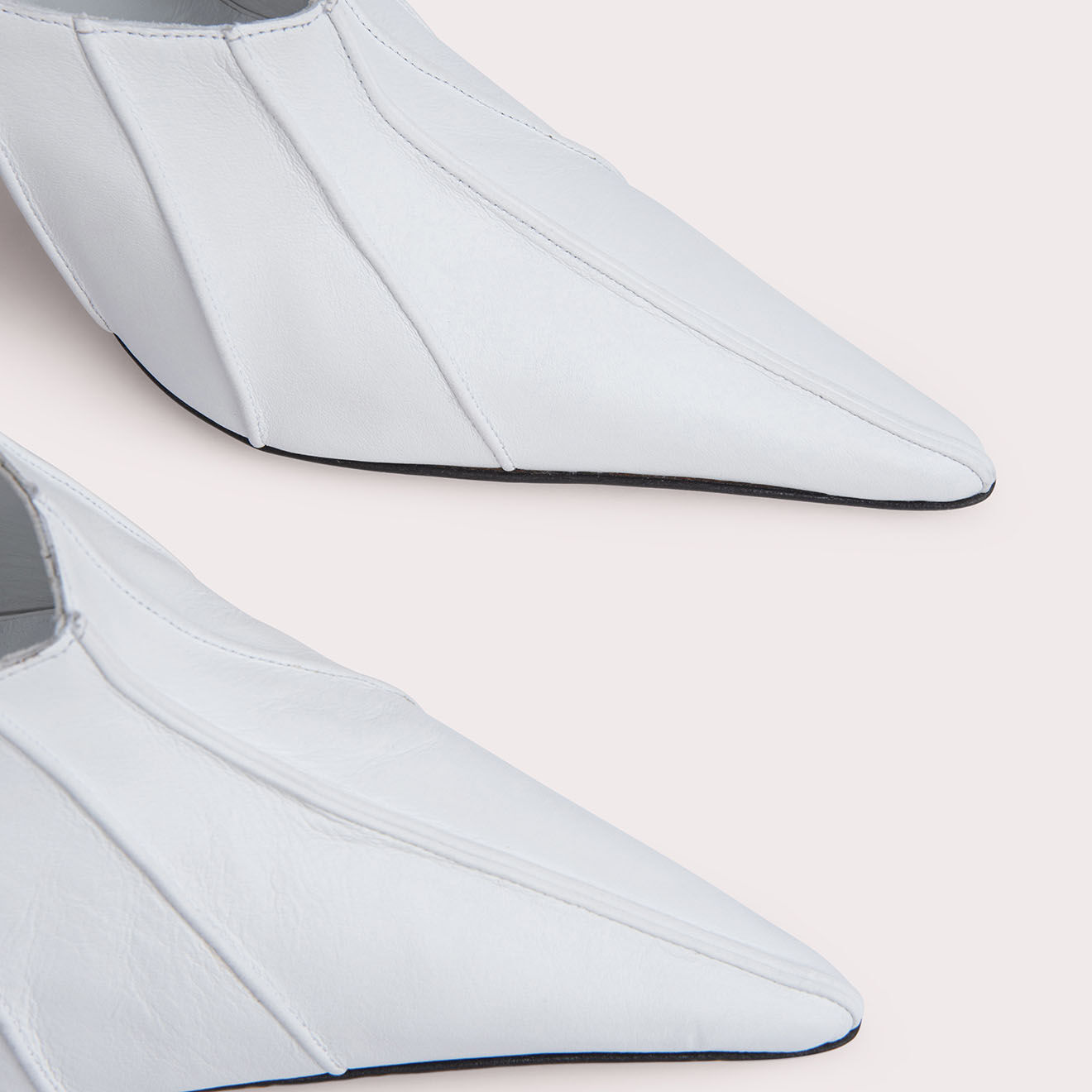 By Far Mules en Cuir Trish blanches - Talon 10 cm