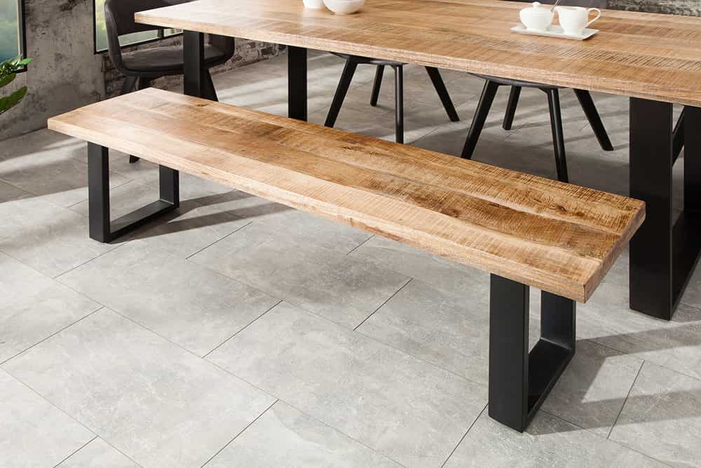 Design Sitzbank IRON CRAFT 170cm Mangoholz Eisen Industrial Design