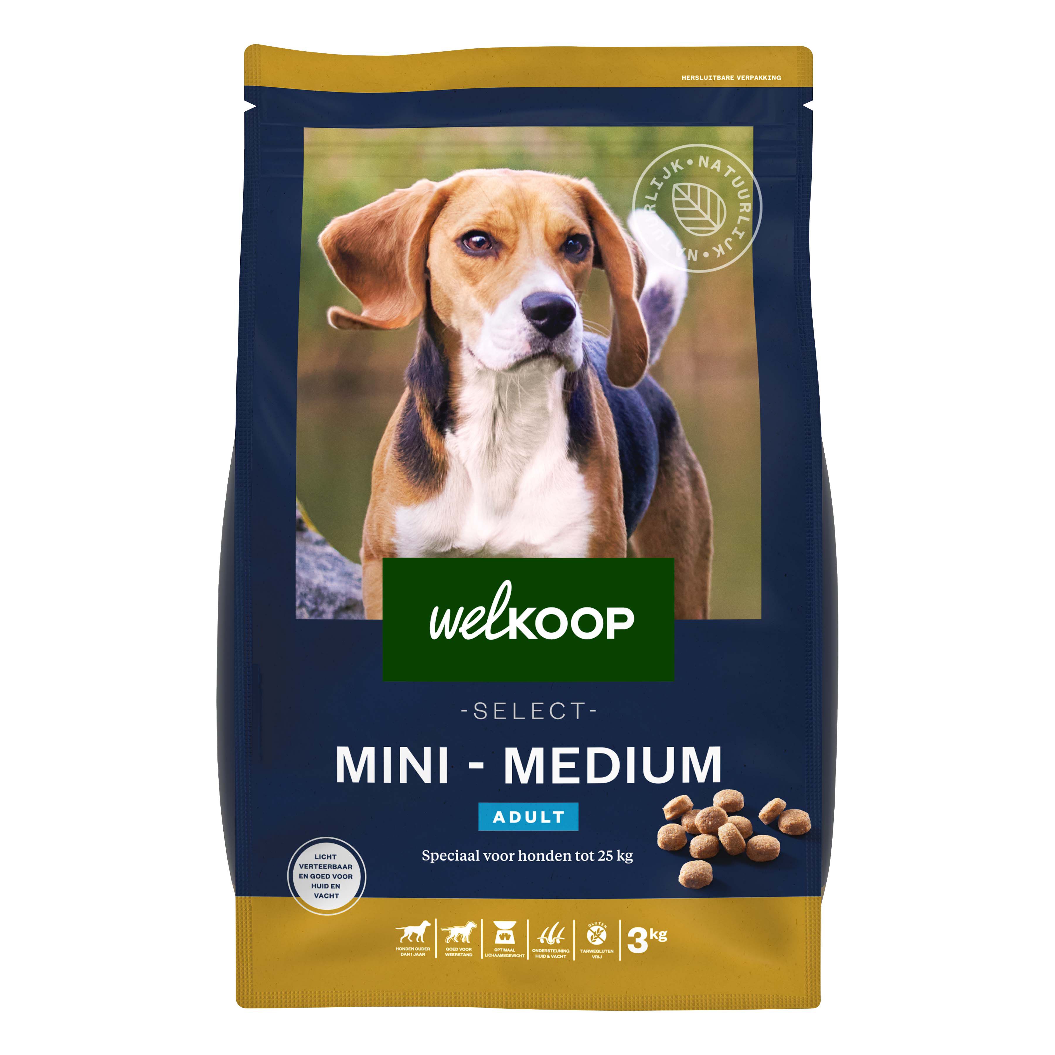 Welkoop Select Adult Mini-Medium Krokante brokken - Hondenvoer - 3 Kilogram - kip