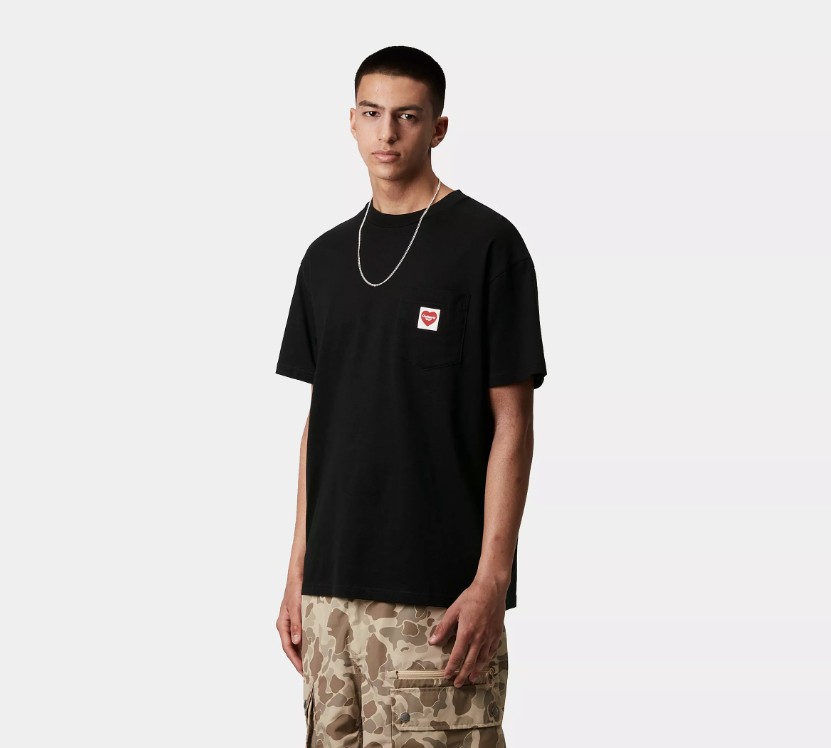 Carhartt WIP SS Pocket Heart T-Shirt Black / Red