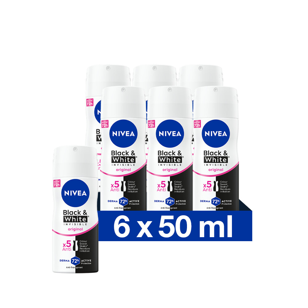 6x Nivea Deodorant Spray Invisible For Black & White 100 ml