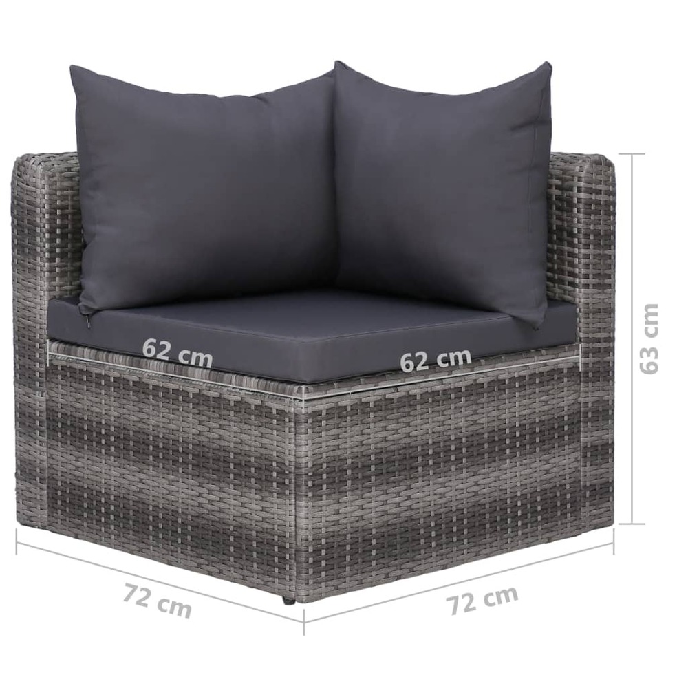 Salon de jardin meuble d'extérieur ensemble de mobilier 7 pièces avec coussins résine tressée gris