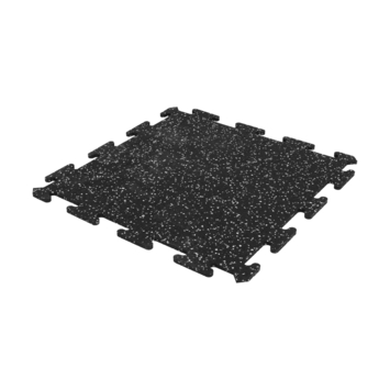 Rubber puzzelmat zwart met grijze spikkel 48,5x48,5 cm, dikte 8 mm