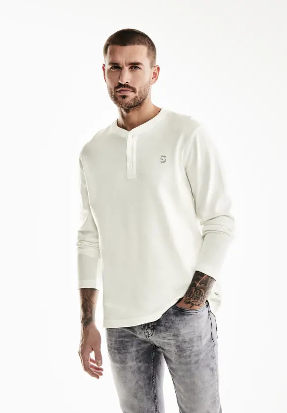 Struktur Henleyshirt - broken white