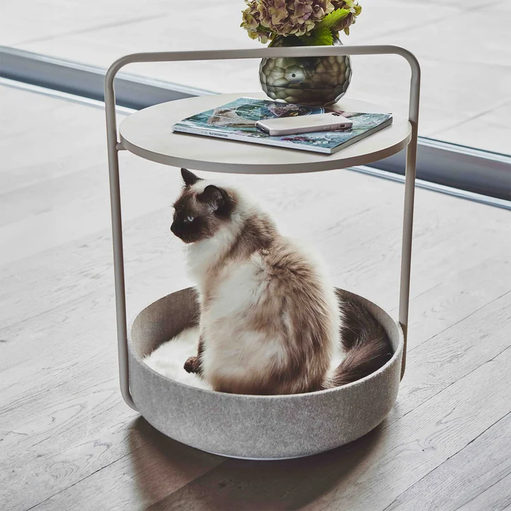MiaCara - Tavolino Beistelltisch mit Katzenkorb, 50 x 50 x 62 cm, beton