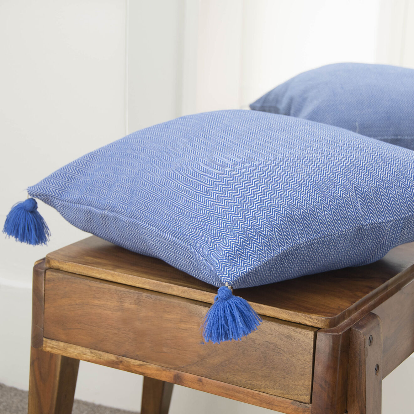 Febronie Housse de coussin unie bleu grec - 50x50 cm