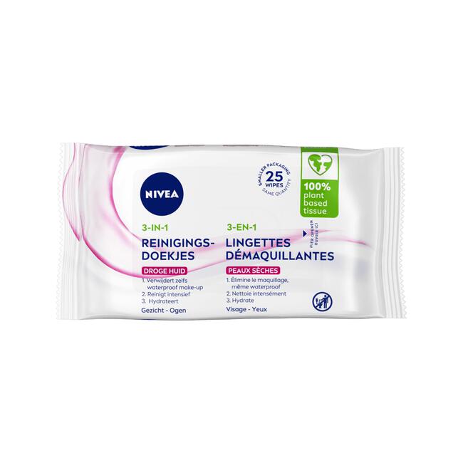 NIVEA 3-in-1 Reinigingsdoekjes Droge Huid 25 stuks