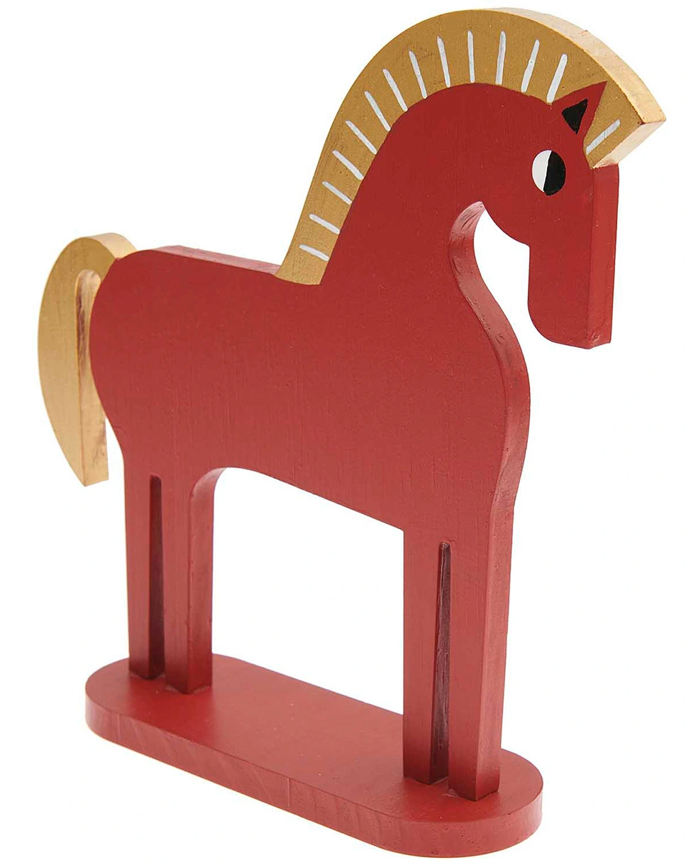 Holz-Figur DEKO PFERD in rot