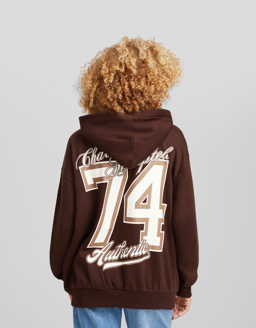 Moletom oversized com zíper e estampa