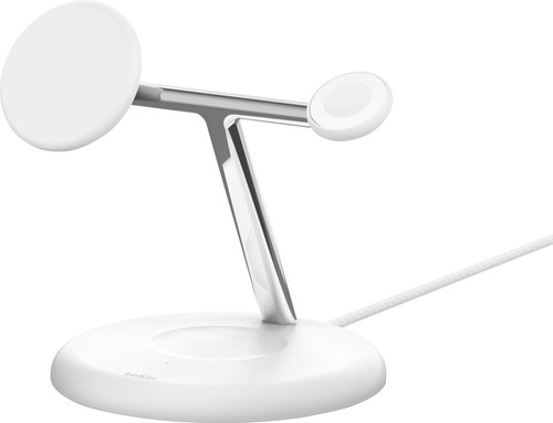 Belkin Boost Charge Pro MagSafe en Qi2 3-in-1 Draadloze Oplader 15W met Standaard Wit