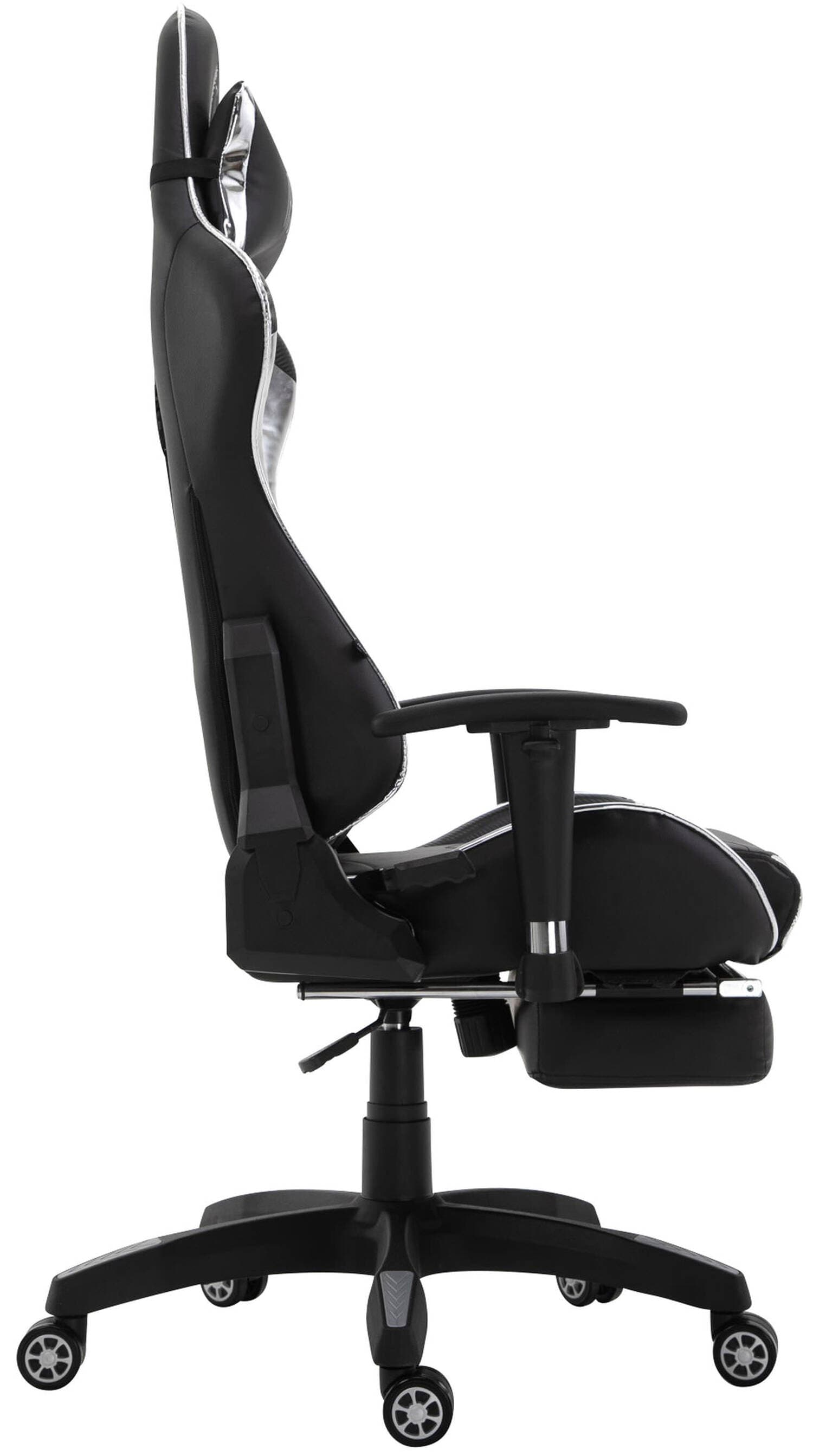TPFLiving Racing Bürostuhl Turbine mit Fußablage glanz Schwarz/Weiß