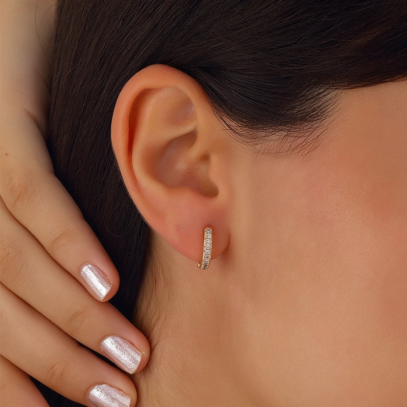 Boucles d'oreilles - Laiton plaqué or & zircon