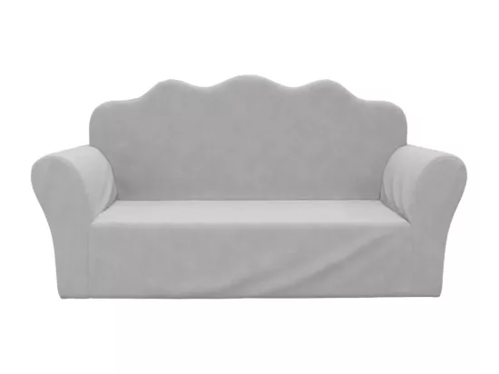 Canapé pour enfants 2 places gris clair peluche douce