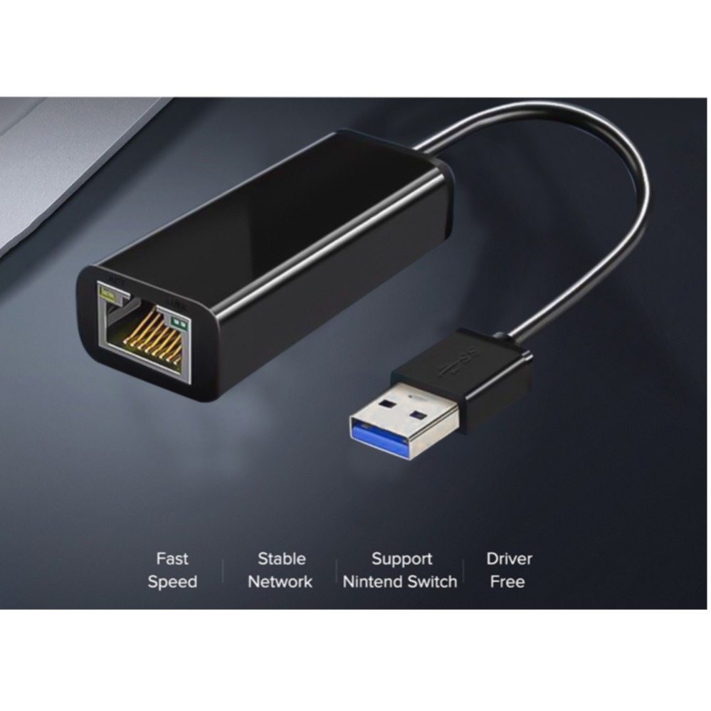 (16cm) USB A auf Gigabit Ethernet LAN RJ45 Netzwerkanschluss Adapter (1000 Mbps) - Schwarz