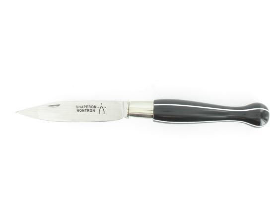 Nontron Virole n° 25 - Boule le Yang - Manche Corian Noir, insert Corian Blanc Couteaux de Poche par Nontron