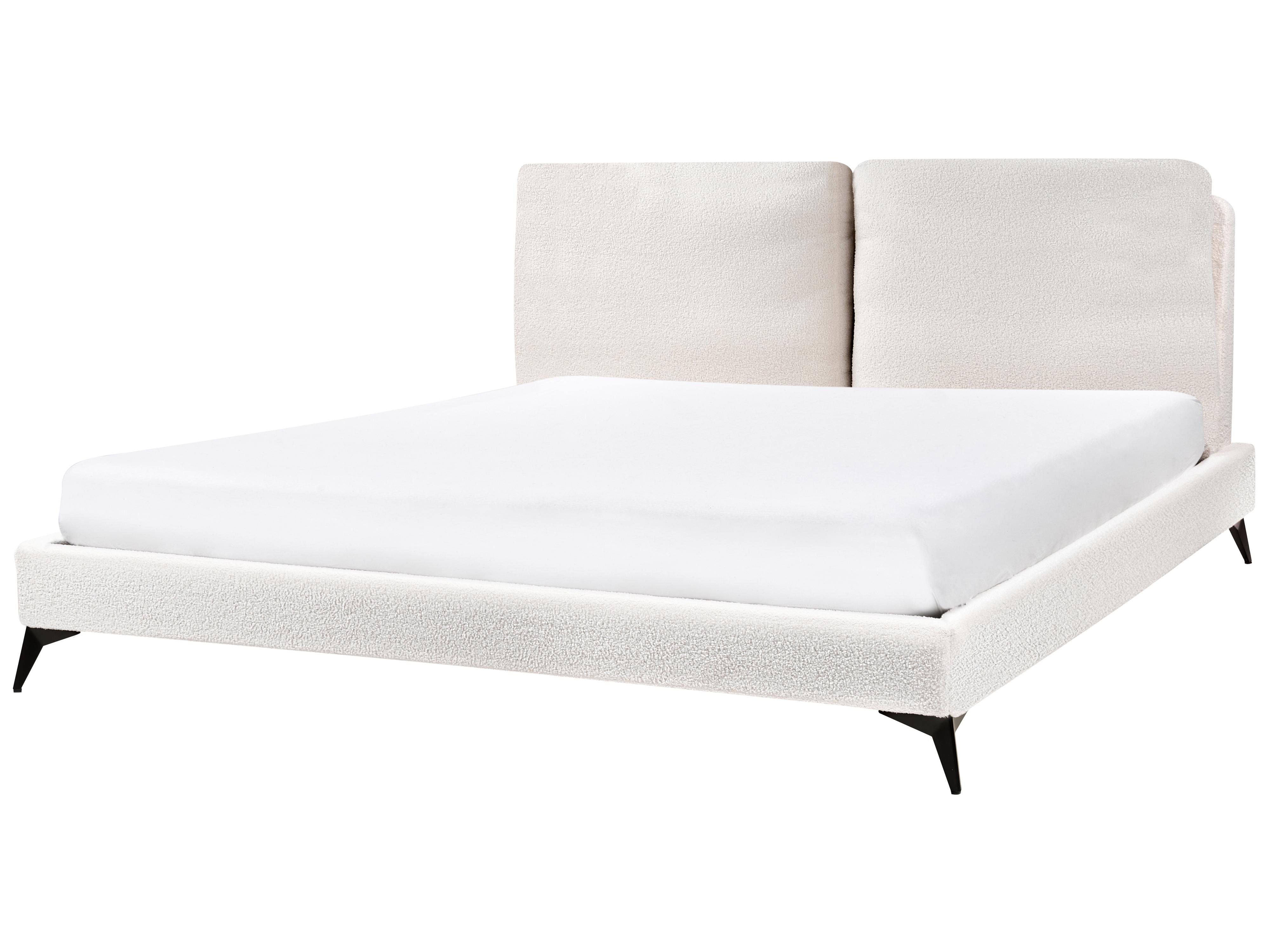 Bed Bouclé MELLE 180 x 200 cm Gebroken wit