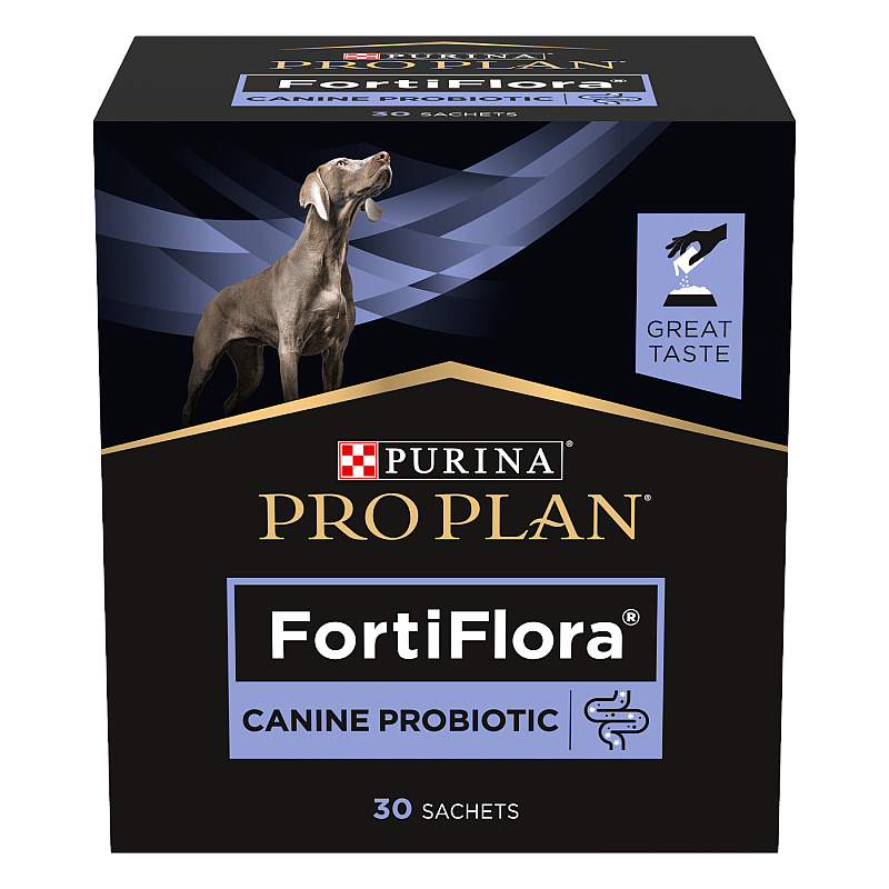 Purina Pro Plan Fortiflora is een supplement voor de darmen en het immuunsysteem van de hond. Bestel de Purina veilig en zeker bij de Dierapotheker.
