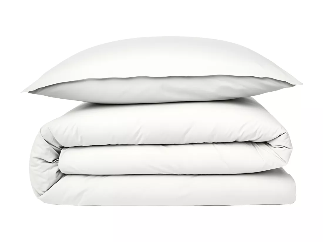 Housse de couette en coton 57 fils unie blanc 260x240cm