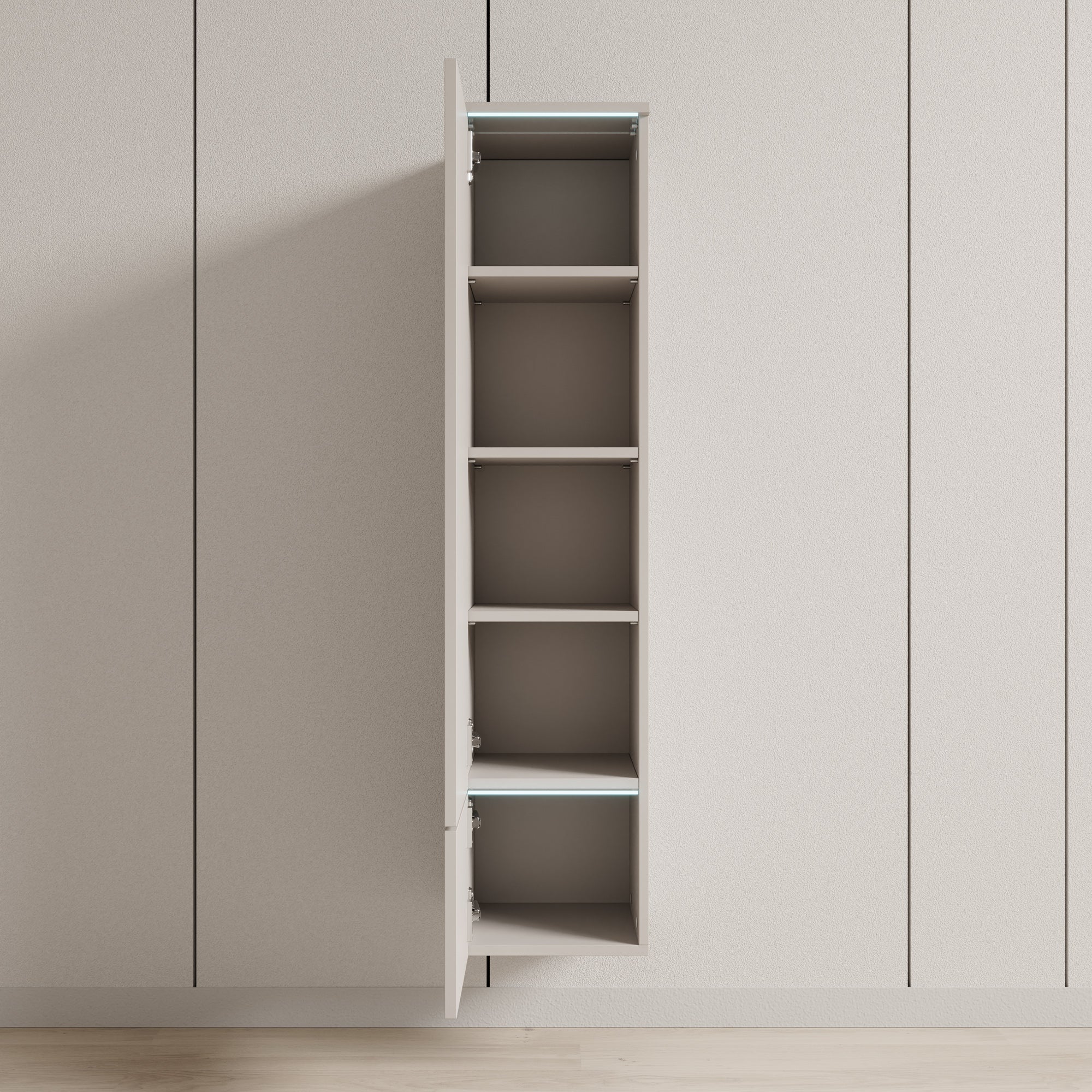 Verity - Vitrinekast met LED - Beige - 30x33x130 cm