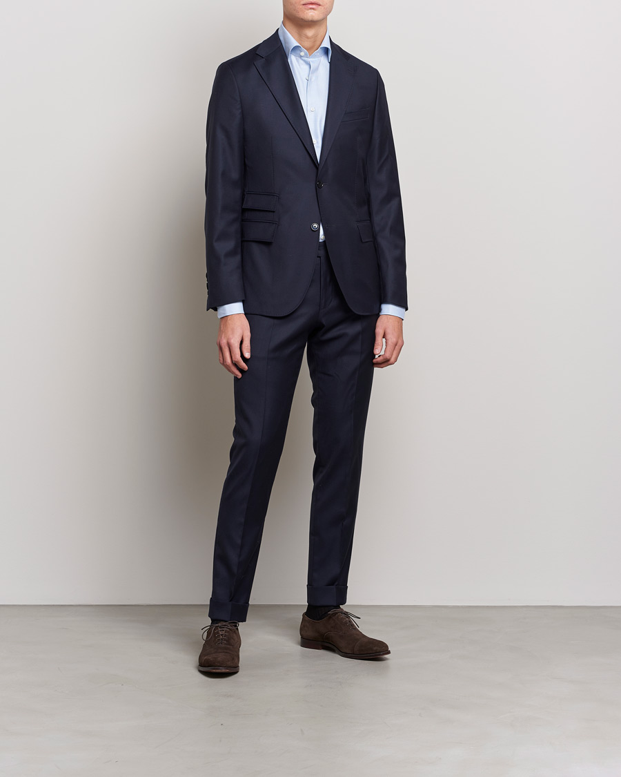Stenströms Fitted Body Houndstooth Shirt Blue