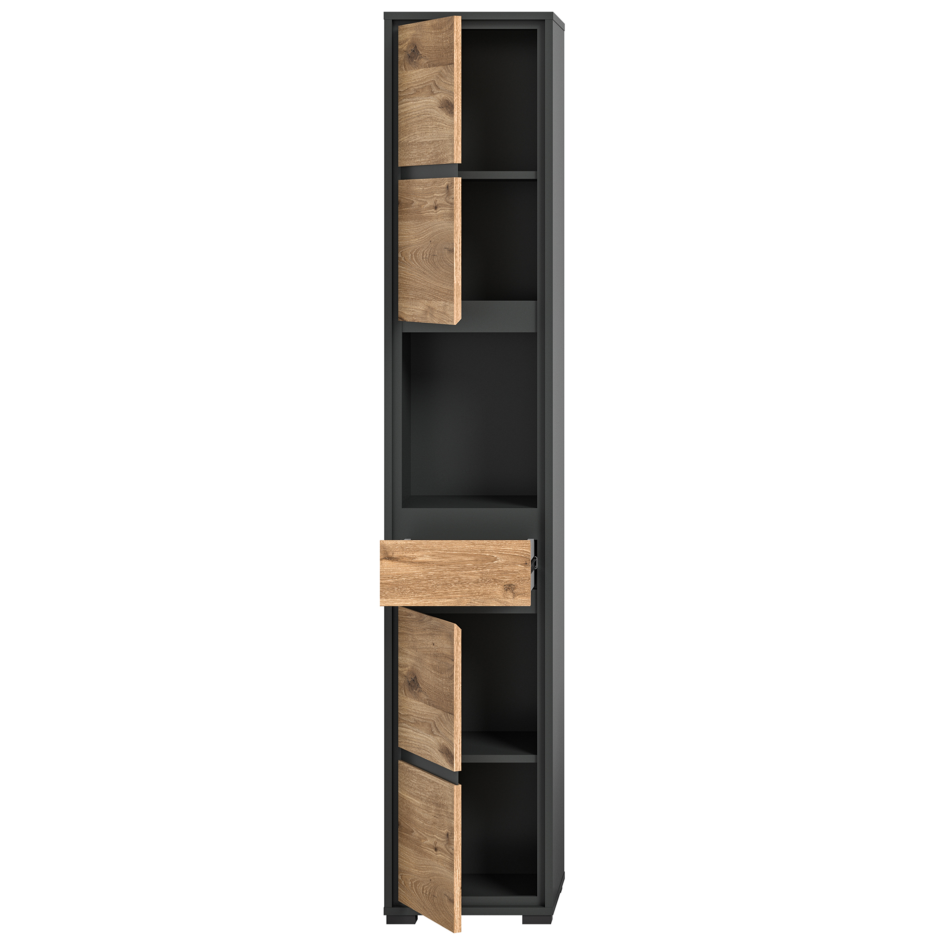 Hochschrank JARU - Nox Oak - anthrazit - 35 cm breit