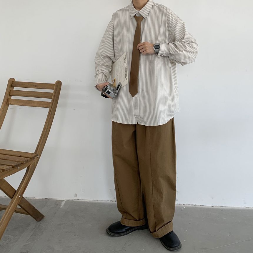 Adotuastic - Oversized overhemd met lange mouwen en strepen