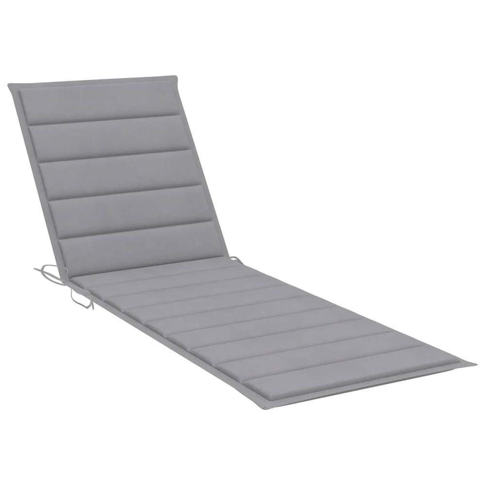 Transat chaise longue bain de soleil lit de jardin terrasse meuble d'extérieur avec coussin gris bois d'acacia solide 02_0012
