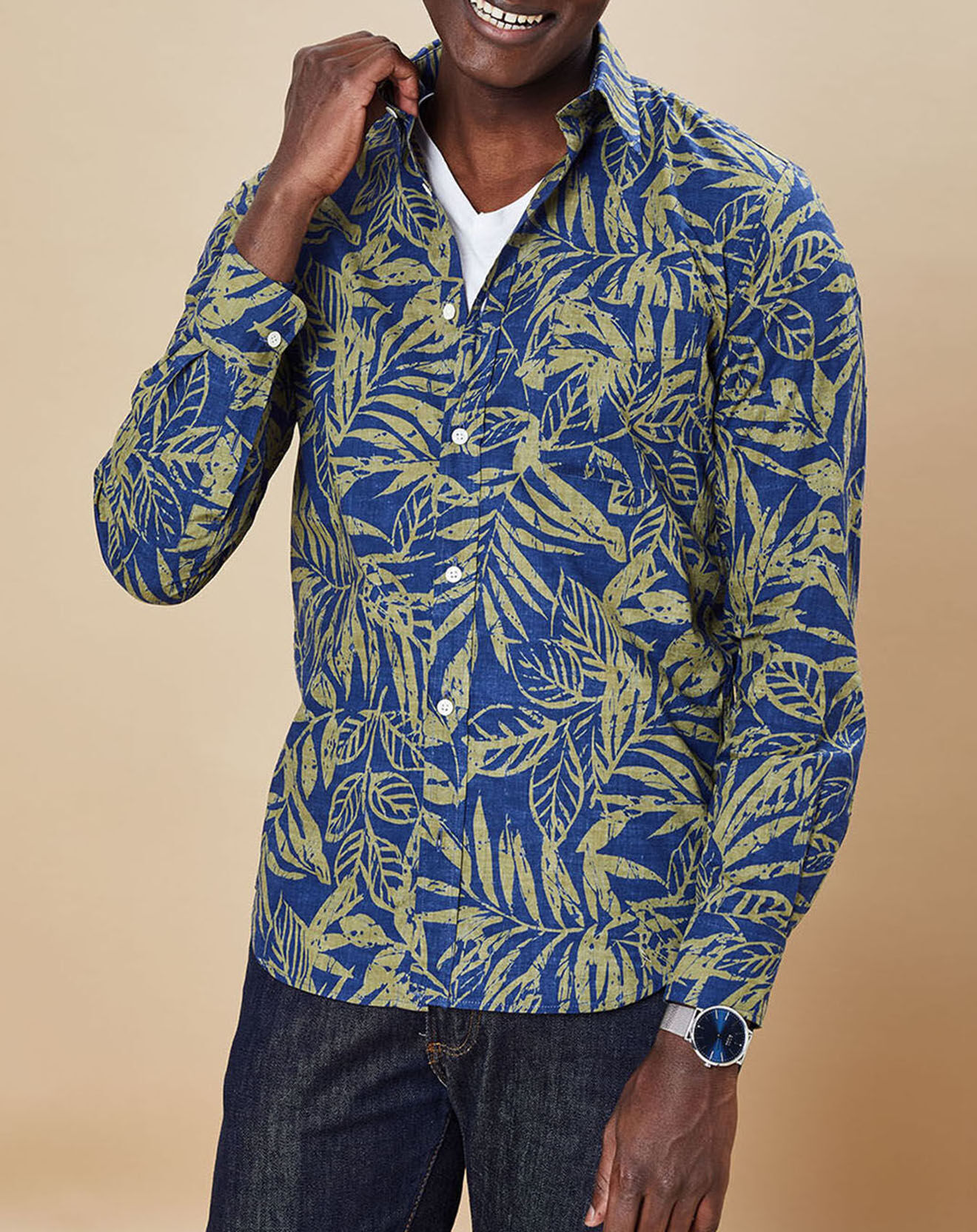 Hartford Chemise Slim Fit Storm imprimée marine/vert