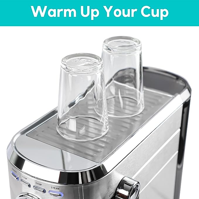 CASABREWS Espresso Machine 20 Bar, Professional Espresso Maker with Milk Frother Steam Wand, Compact Coffee Machine with 34oz Removable Water Tank for Cappuccino, Latte, Gift for Dad or Mom