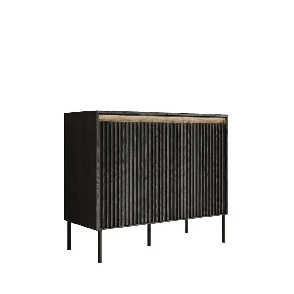Meubella - Dressoir Timoteo - Mat zwart - 98 cm