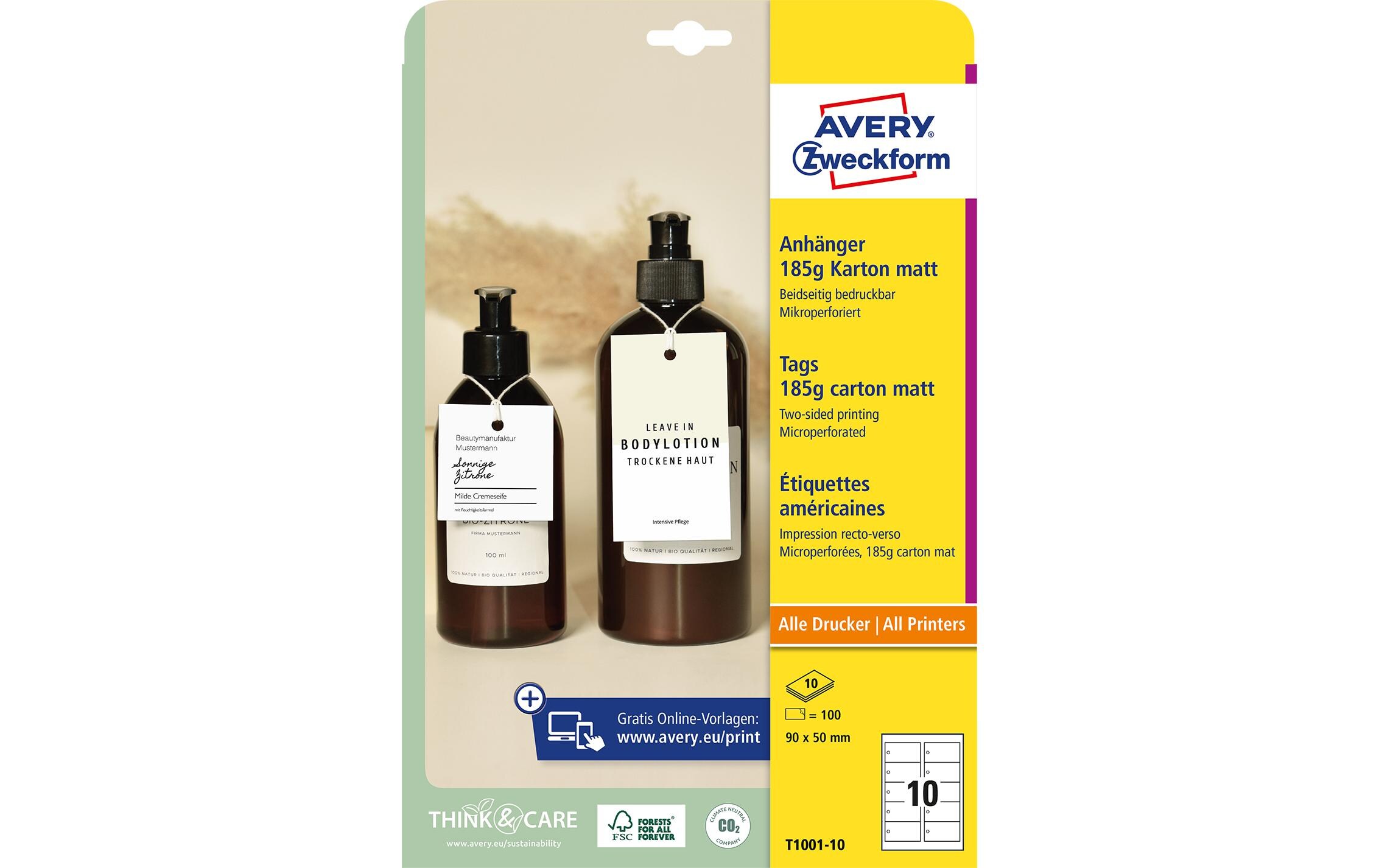 Hängeetiketten Tags 90 x 50 mm, 10 Blatt, 100 StückHochwertige Anhänger zur Produktbeschriftung