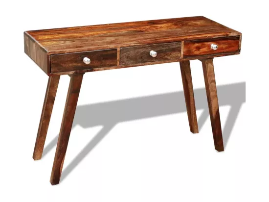 Table console avec 3 tiroirs 76 cm Bois massif de Sesham
