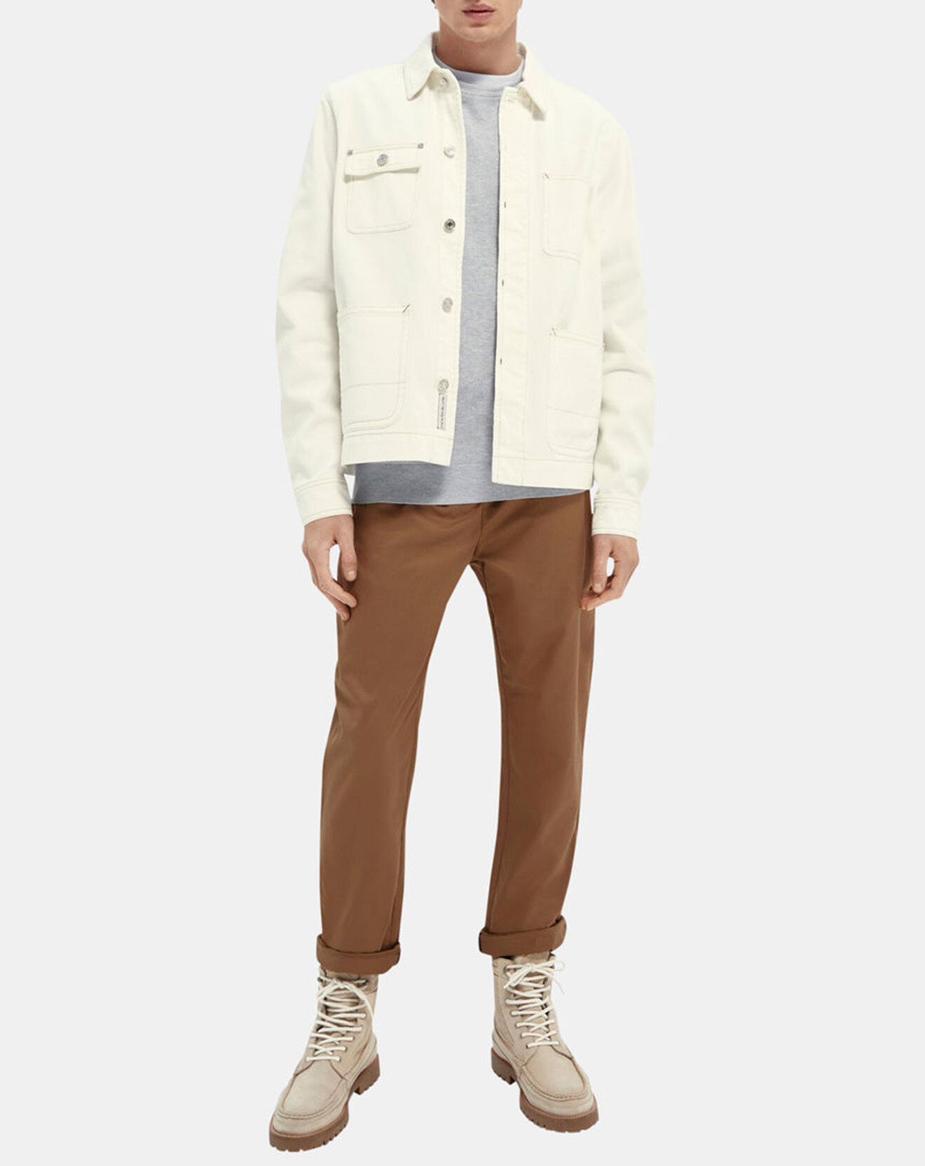 Scotch & Soda Veste en Coton Biologique Worker blanche